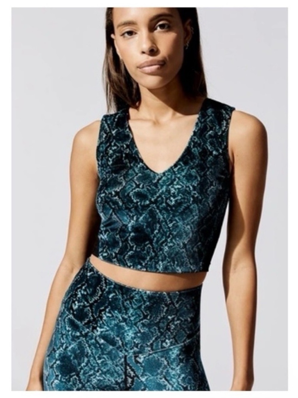 Carbon38 Velvet Snakeskin Crop Top